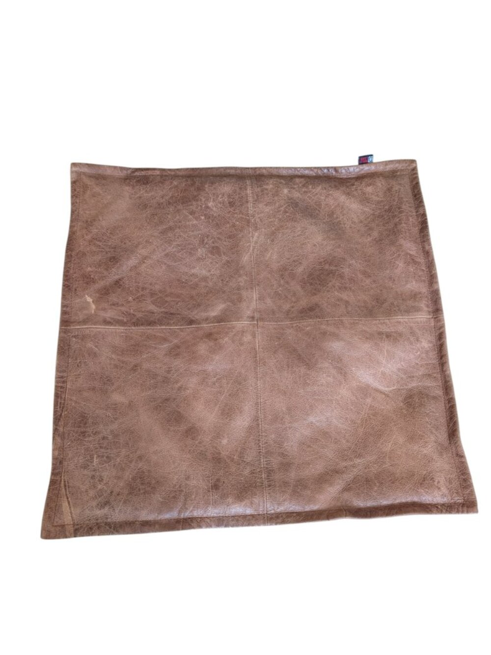D Dolly Lamb Leather Pillow Cover 21 x 21" Brown Distressed Preowned Cover ONLY